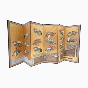 Japanischer Wandschirm aus Holz & Papier, 1900er