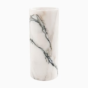 Handmade Cylindrical Paonazzo Marble Vase by Fiam