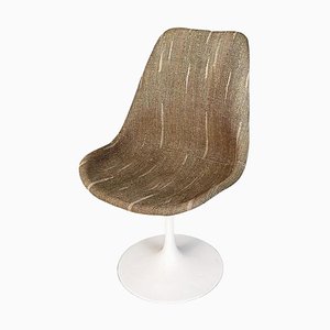 Space Age American Brown Fabric Tulip Chair by Eero Saarinen for Knoll, 1970s