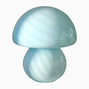 Große Vintage Murano Blue Swirl Mushroom Lampe