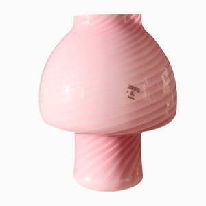 Lámpara vintage en forma de hongo de cristal de Murano en rosa