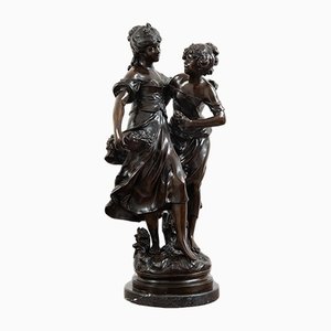 Auguste Moreau, Dos mujeres, década de 1800, bronce