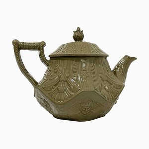 19th Century Etruria Drab Stoneware Smear-Glazed Teapot from Wedgwood