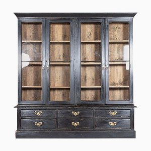 Large 19th Century English Ebonised Pine Haberdashery Display Cabinet