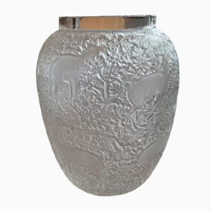 Lalique Vase with Doe Decorations