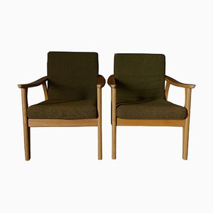 Scandinavian Armchairs with Green Seats, 1960s, Set of 2