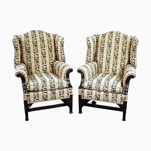 Victorian Wing Back Lounge Chairs, 1880, Set of 2