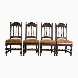 Victorian Dining Chairs in Oak, Set of 4