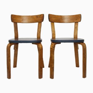 Modell 69 Stühle von Alvar Aalto für Artek, 1940er, 2er Set