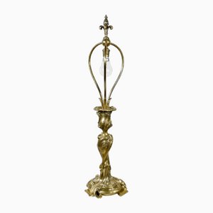 Lampada Art Nouveau in bronzo dorato