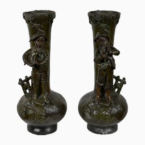 Late 19th Century Enfants Musiciens Vases in the style of A. Moreau, Set of 2