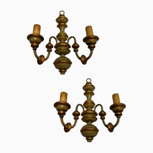 Italienische Wandleuchten aus Holz, 1970er, 2er Set