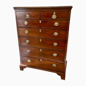 Antique George III Quality Mahogany Tall Chest of 7 Drawers, 1800s