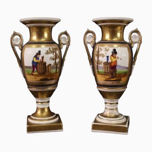 19th Century French Hand Painted Vases, 1880, Set of 2
