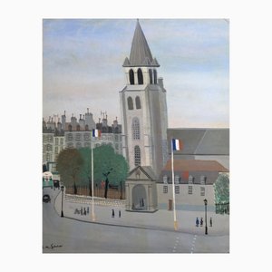 Armand Marie Guerin, Eglise Saint-Germain-des-Prés, Paris, 20th Century, Oil on Wood