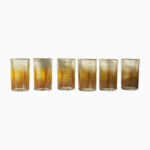 Vintage Yellow Dotted Tumblers, Set of 6