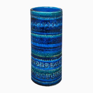 Blue Rimini Collection Vase by Aldo Londi for Bitossi, 1960s