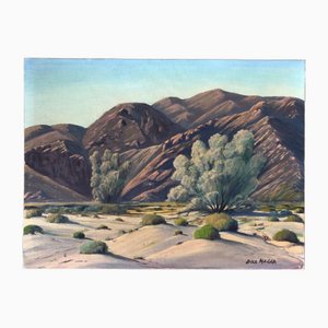 Bill Hager, Paysage de Palmsprings, Oil on Canvas Mounted on Cardboard
