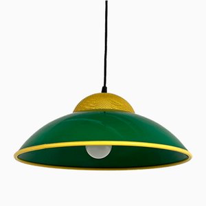 Green & Yellow Ceiling Light in Perforated Metal, 1970s