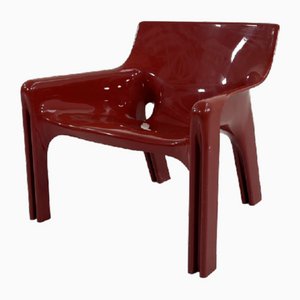Burgundy Vicar Lounge Chair by Vico Magistretti for Artemide, 1970s