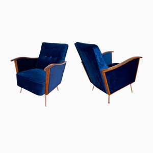 Bauhaus Sessel mit Röhrengestell aus Samt, 1960er, 2er Set
