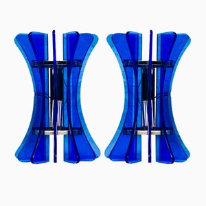 Blue Glass Wall Lights from Veca, 1960s, Set of 2