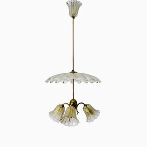Murano Glass Umbrella Shaped Ceiling Lamp attributed to Barovier & Toso, 1930s