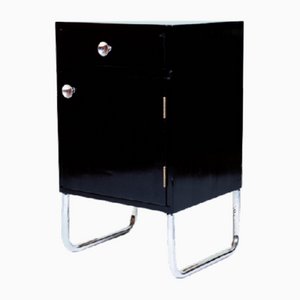 Comodino Bauhaus in tubo d'acciaio e metallo cromato, anni '40