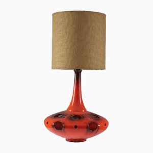 Lámpara de mesa de cerámica naranja, años 70