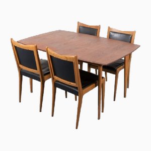 Mid-Century Swedish Modern Dining Table and Chairs by Karl Erik Ekselius for JOC, Set of 5