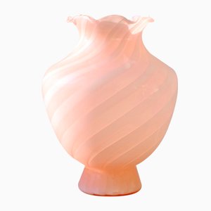 Vintage Murano Pink Swirl Glass Vase