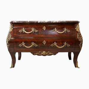 Commode à Tiroirs Antique en Acajou, Ambre de Broussin, Marbre Rouge et Bronze