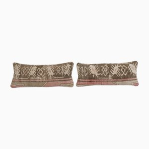 Vintage Traditional Brown Oblong Cushion Covers, 2010s, Set of 2