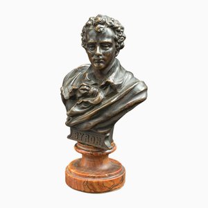 Busto austriaco pequeño de Lord Byron de bronce, década de 1890