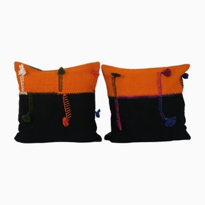 Turkish Kilim Wool Cushion Covers, 2010s, Set of 2