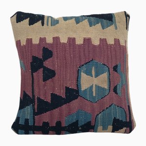 Turkish Striped Purple Wool Kilim Cushion Cover, 2010s