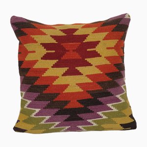 Anatolian Handmade Organic Diamond Square Cushion Cover, 2010s