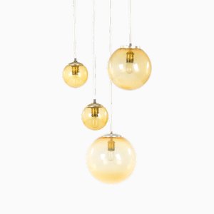 Kronleuchter mit Vier Hängern aus Rauchglas, 1970