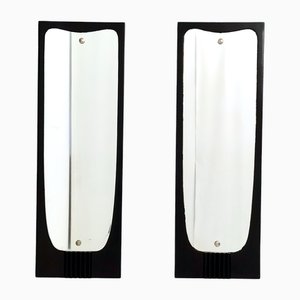Vintage Ebonized Wood Wall Mirrors attributed to Osvaldo Borsani, Italy, 1950s, Set of 2