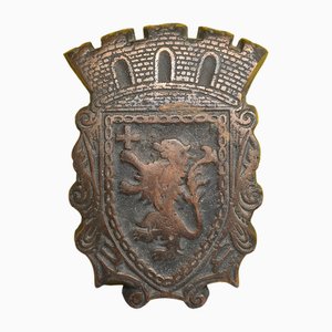 Heavy Bronzed Coat of Arms Plaque in Cast Iron, 1950s