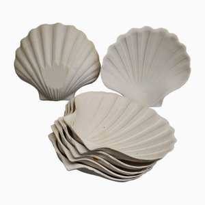 Vintage Biscuit Porcelain Shells, 1920s, Set of 7