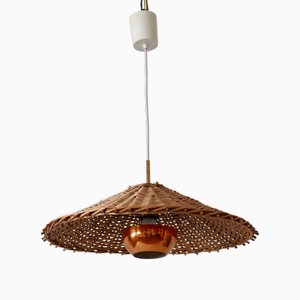 Lampada Mid-Century moderna in vimini, Scandinavia, anni '60