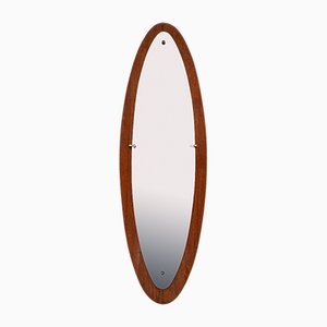 Oval Teak Mirror in the style of Franco Campo and Carlo Graffi, 1950s