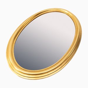 Vintage Golden Wall Oval Mirror, 1960s