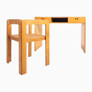 Desk and Chair attributed to Derk Jan De Vries, Belgium, 1980s, Set of 2