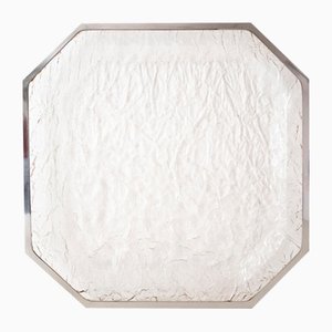 Bandeja para centro de mesa de vidrio acrílico con efecto hielo, años 70