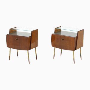 Bedside Tables with Brass Legs, 1950s , Set of 2