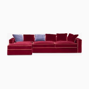 Rafaella Chaise Sofa in Red and Rusty Velvet from Biosofa