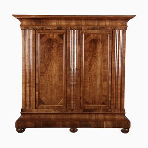 18th Century Baroque Walnut Half Waves Cabinet, 1750s