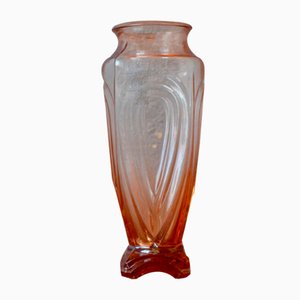 Art Deco Pink Glass Vase, 1940s